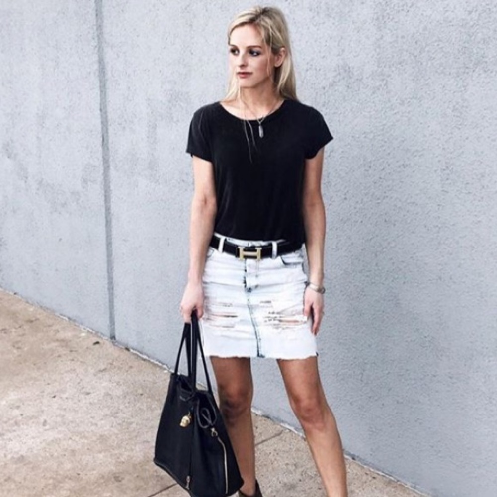 ACID WASH DENIM SKIRT
